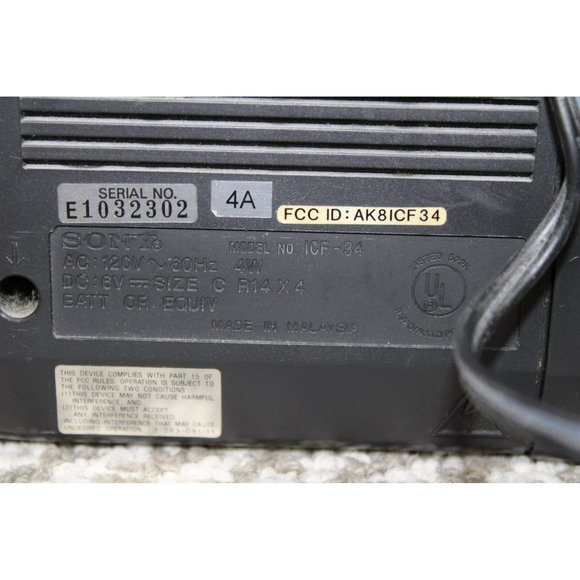 Sony AM/FM/TV/Weather 4Band Radio - Model ICF-34 - Works! - Picture 7 of 9